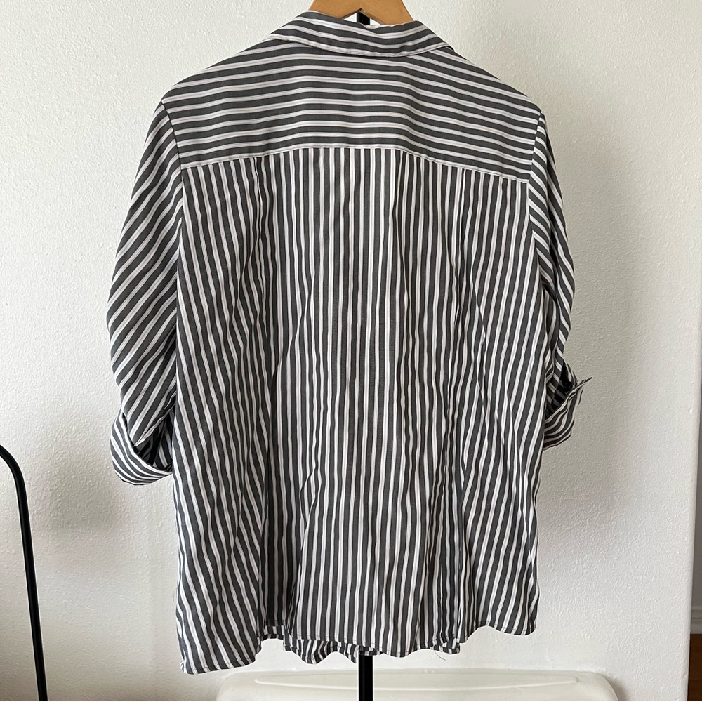 Lightweight Pinstripe Button Up Oversized - image 2